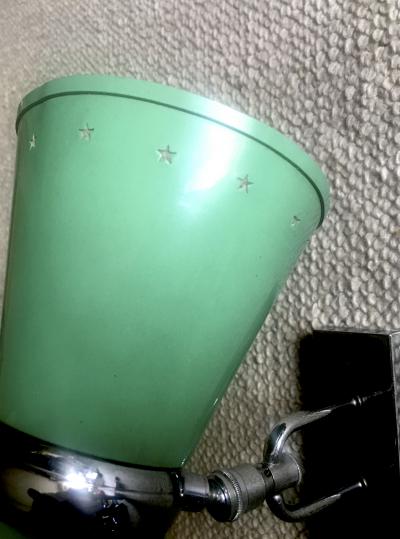  Maison Lunel Maison Lunel Orientable Pair of 50s Pale Green Lacquered Sconces