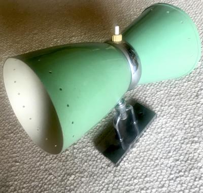  Maison Lunel Maison Lunel Orientable Pair of 50s Pale Green Lacquered Sconces