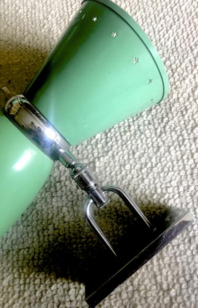  Maison Lunel Maison Lunel Orientable Pair of 50s Pale Green Lacquered Sconces