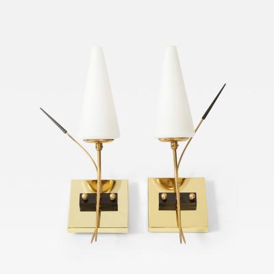  Maison Lunel Pair of French 1950s Wall Sconces by Lunel 