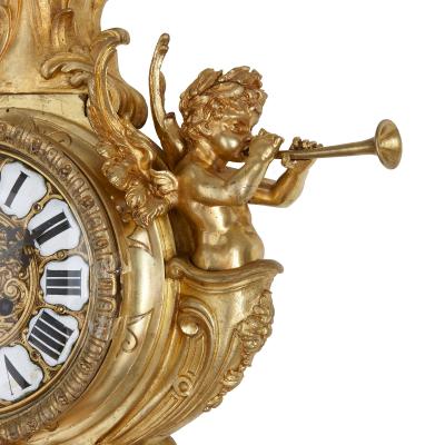  Maison Mottheau et fils Antique gilt bronze clock and barometer set by Maison Mottheau et Fils