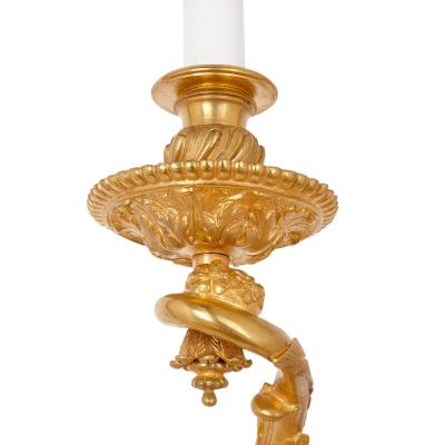  Maison Mottheau et fils Pair of Louis XV Rococo style gilt bronze wall sconces