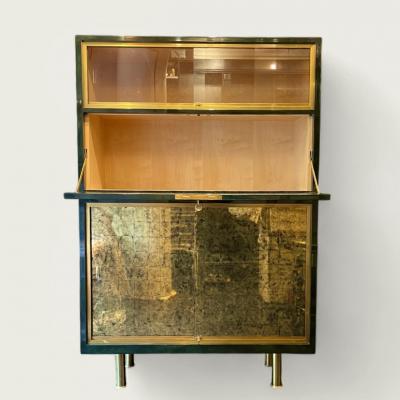  Maison Raphael Rapha l Raffel 1912 2000 Green Black Beka Lacquer Bar Cabinet circa 1950