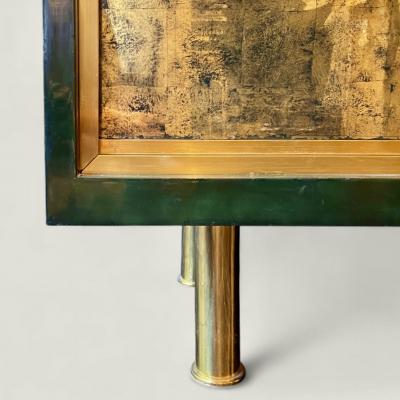  Maison Raphael Rapha l Raffel 1912 2000 Green Black Beka Lacquer Bar Cabinet circa 1950