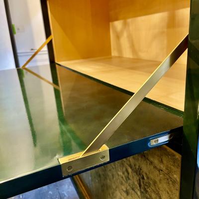  Maison Raphael Rapha l Raffel 1912 2000 Green Black Beka Lacquer Bar Cabinet circa 1950