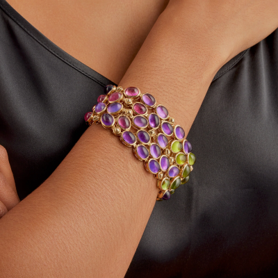 Maison Ren Boivin Ren Boivin Sapphire Pink Tourmaline Peridot and Amethyst Bracelet