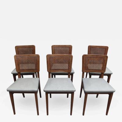  Maison Roset Set of Six French 1950s Dining Oak Chairs by Maison Roset