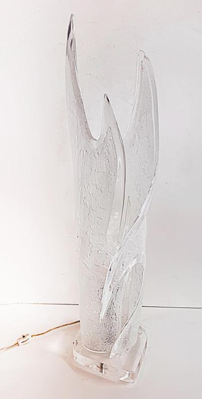  Maison Rougier 1970s Modern Acrylic Flame Table Lamps Maison Rougier Atttibuted Pair