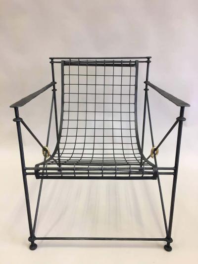  Maison et Jardin Pair Mid Century Hand Forged Lounge Chairs by Galerie Maison et Jardin Paris