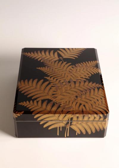 Maki e Set of Paper Box Box for Writing Utensils Box for Brushes w Design of Ferns