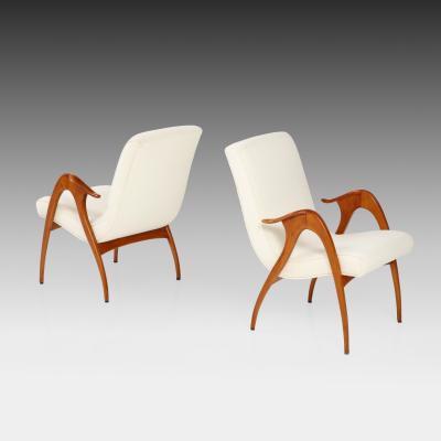  Malatesta Mason Pair of Sculptural Armchairs in ivory boucle by Maletesta and Mason