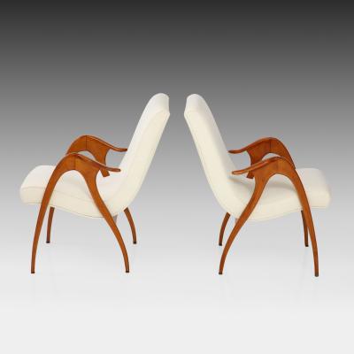  Malatesta Mason Pair of Sculptural Armchairs in ivory boucle by Maletesta and Mason