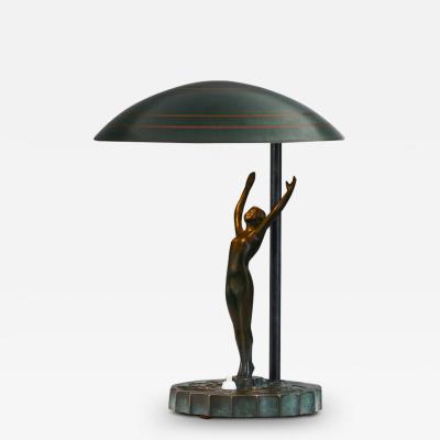  Malm metallvarufabrik AB Bronze Art Deco Table Lamp Europe ca 1930s
