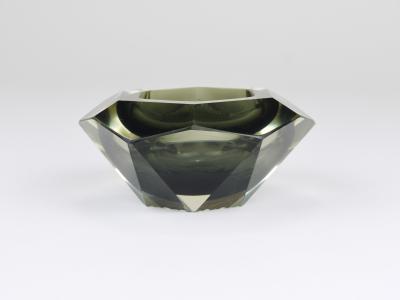  Mandruzzato Mandruzzato Sommerso Faceted Diamond Caviar Bowl Murano Glass Italy 1960s