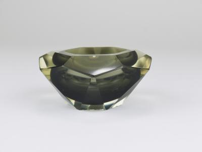  Mandruzzato Mandruzzato Sommerso Faceted Diamond Caviar Bowl Murano Glass Italy 1960s