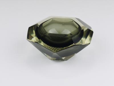  Mandruzzato Mandruzzato Sommerso Faceted Diamond Caviar Bowl Murano Glass Italy 1960s