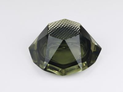  Mandruzzato Mandruzzato Sommerso Faceted Diamond Caviar Bowl Murano Glass Italy 1960s