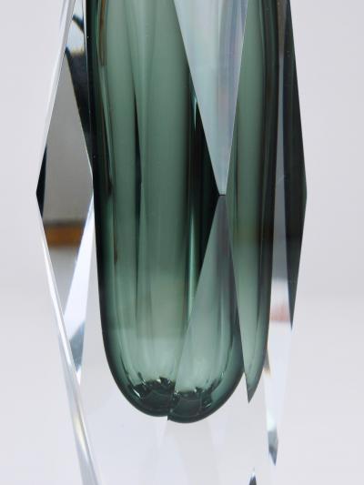  Mandruzzato Tall Mandruzzato Sommerso Faceted Murano Glass Block Vase Italy 1960s