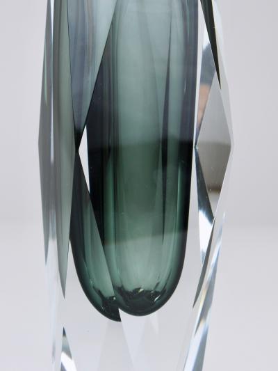  Mandruzzato Tall Mandruzzato Sommerso Faceted Murano Glass Block Vase Italy 1960s