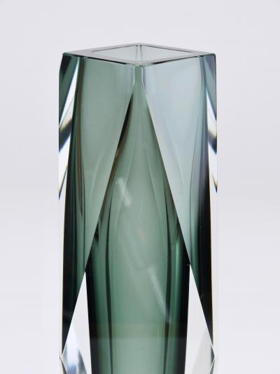  Mandruzzato Tall Mandruzzato Sommerso Faceted Murano Glass Block Vase Italy 1960s