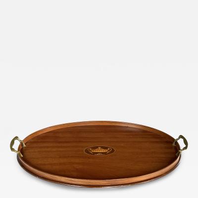  Manning Bowman Co Edwardian Butlers Serving Tray with Classical Inlay
