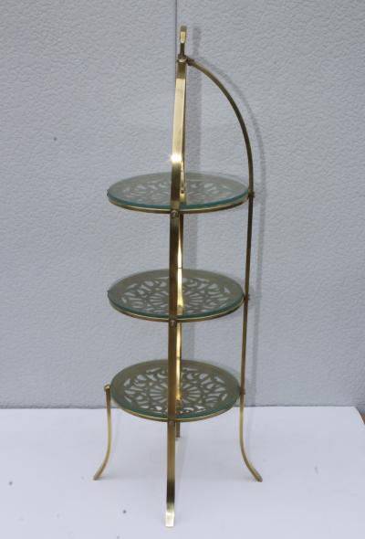  Manning Bowman Co Manning Bowman Mid Century Modern Brass Cake Stand