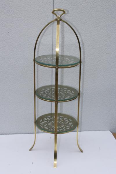  Manning Bowman Co Manning Bowman Mid Century Modern Brass Cake Stand