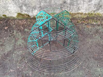  ManuFrance Three French Mid Century Corner Quarter Moon Iron Plant Pot Shelves or Stands