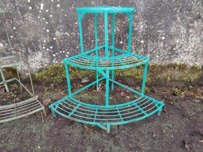  ManuFrance Three French Mid Century Corner Quarter Moon Iron Plant Pot Shelves or Stands