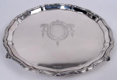  Mappin Webb Antique English Edwardian Regency Sterling Silver Salver 1911