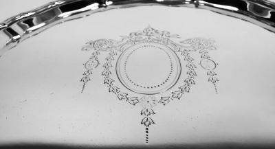  Mappin Webb Antique English Edwardian Regency Sterling Silver Salver 1911