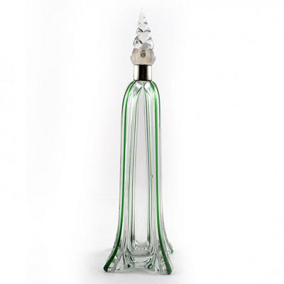  Mappin Webb Art Glass Decanter with Sterling Silver Neck