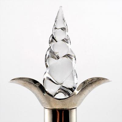  Mappin Webb Art Glass Decanter with Sterling Silver Neck