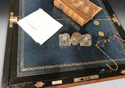  Mappin Webb Burr Walnut and Brass Campaign Writing Box by Mappin Webb