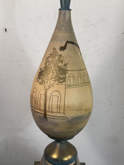  Marbro Lamp Company ITALIAN MID CENTURY PAIR OF PIERROTS PLAYING MANDOLIN GUITAR CERAMIC LAMPS