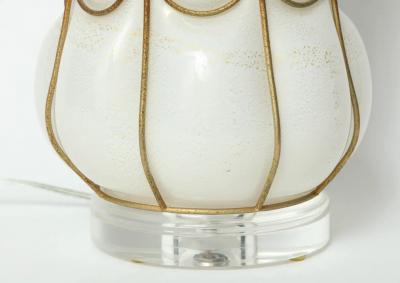  Marbro Lamp Company Marbro Caged White Murano Glass Lamp