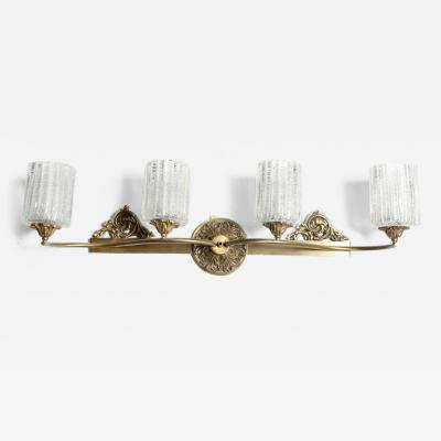 Marbro Lamp Company Marbro Murano Co Four Shade Wall Lamp in Brass Bronze Salted Murano Glass
