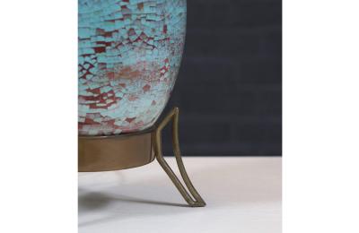  Marbro Lamp Company Mid Century Glazed Ceramic w Brass Tripod Base Table Lamp by Marbro