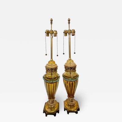  Marbro Lamp Company Mid Century Modern Marbro Murano Italian Art Glass Table Lamps a Pair