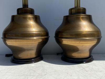  Marbro Lamp Company Pair Giant Brass Ginger Jar Lamps