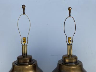  Marbro Lamp Company Pair Giant Brass Ginger Jar Lamps