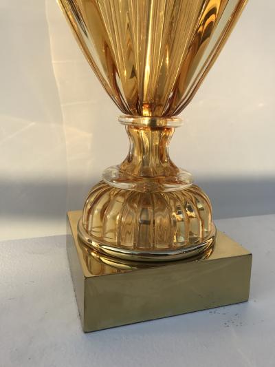  Marbro Lamp Company Pair of Amber Murano Glass Lamps