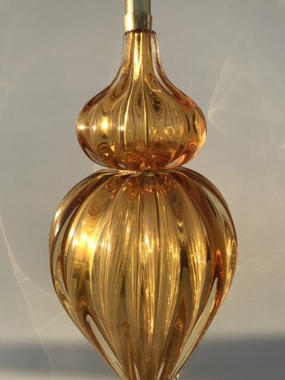  Marbro Lamp Company Pair of Amber Murano Glass Lamps