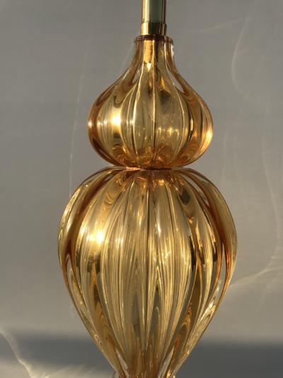  Marbro Lamp Company Pair of Amber Murano Glass Lamps