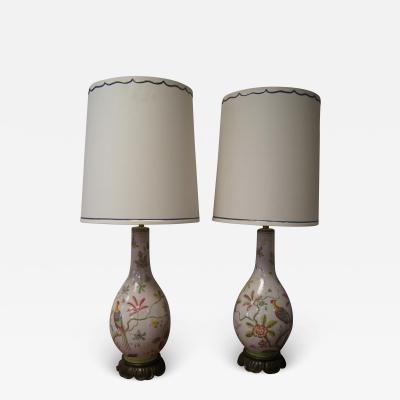  Marbro Lamp Company Pair of Decorative Table Lamps by Marbro with Pheasant and Flora