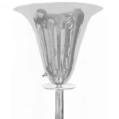  Marbro Lamp Company Pair of Marbro Chrome Lotus Torchiere Lamps
