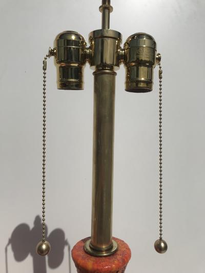  Marbro Lamp Company Pair of Orange Lave Glazed Ceramic Lamps