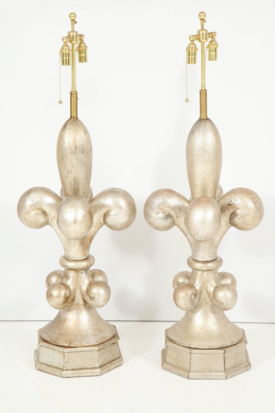  Marbro Lamp Company Pair of Spectacular Fleur de Lis Lamps by Marbro 