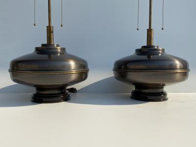  Marbro Lamp Company Pair of X Large Antique Brass Lamps
