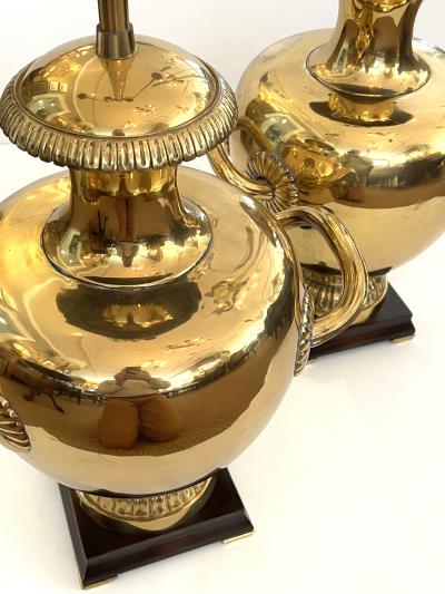  Marbro Lamp Company Striking Pair Hollywood Regency Marbro Polished Brass Hydria Lamps